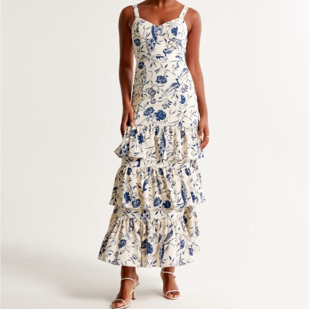 Abercrombie Drama Ruffle Tiered Maxi Dress Size Large Petite